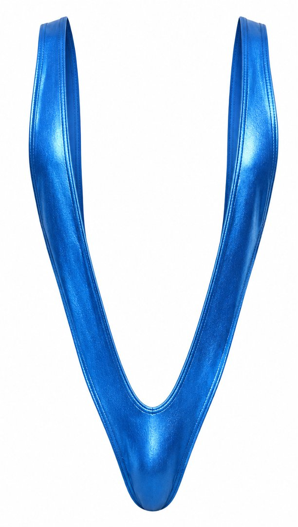 Vancekini metallic pool-blue ultra-minimal swimsuit, front view